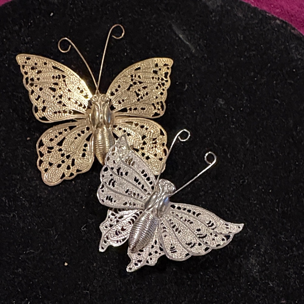 Liberty Gold and Silver Butterfly Brooches